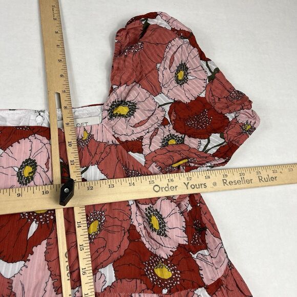 LOFT Babydoll Peasant Dress Floral Puff Sleeve Casual Cottagecore Pullover 12 - Picture 7 of 12